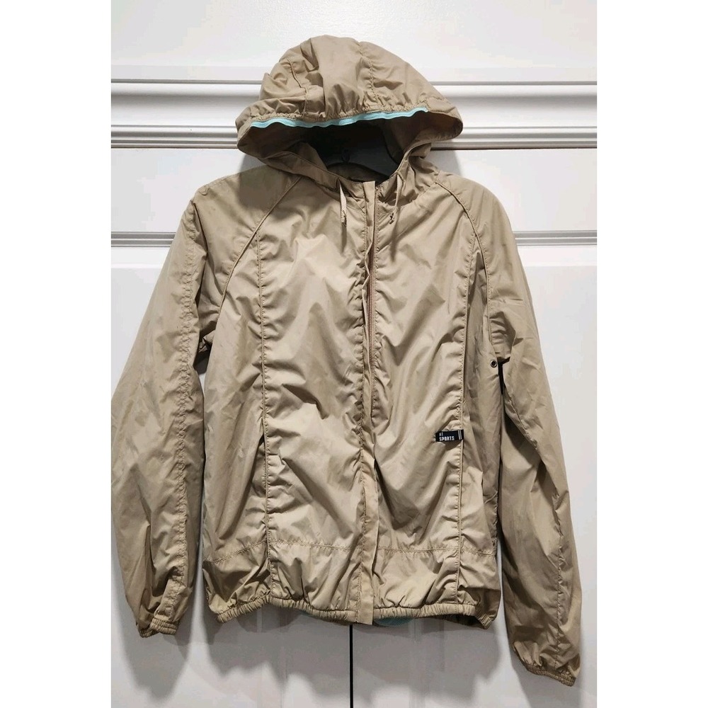 Hang Ten Outerwear Hooded Full‎ Zip Windbreaker Jacket Women's Small Tan